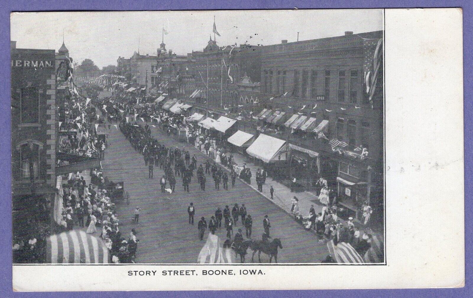 Vintage  Boone, Iowa RPPC Photo Postcard View   Story Street, Boone, Iowa
