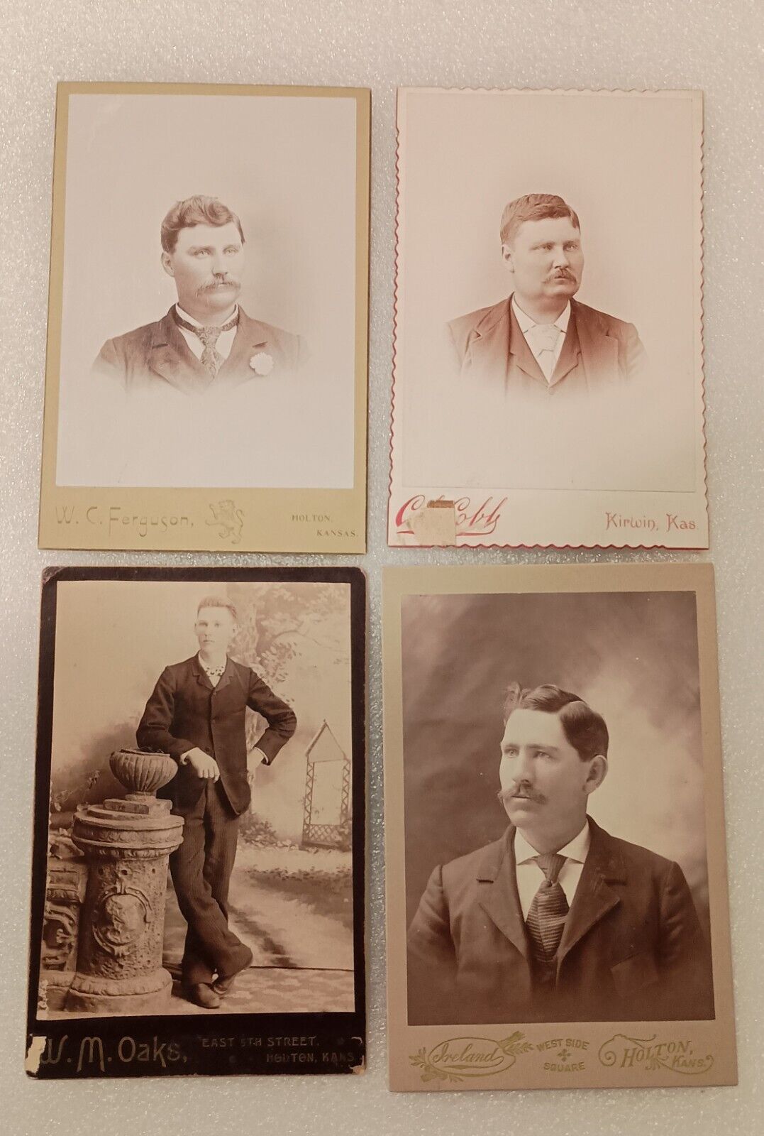 Lot Of 4 - Antique Photo Cabinet Cards Of Men Portraits Victorian Holton, Kansas