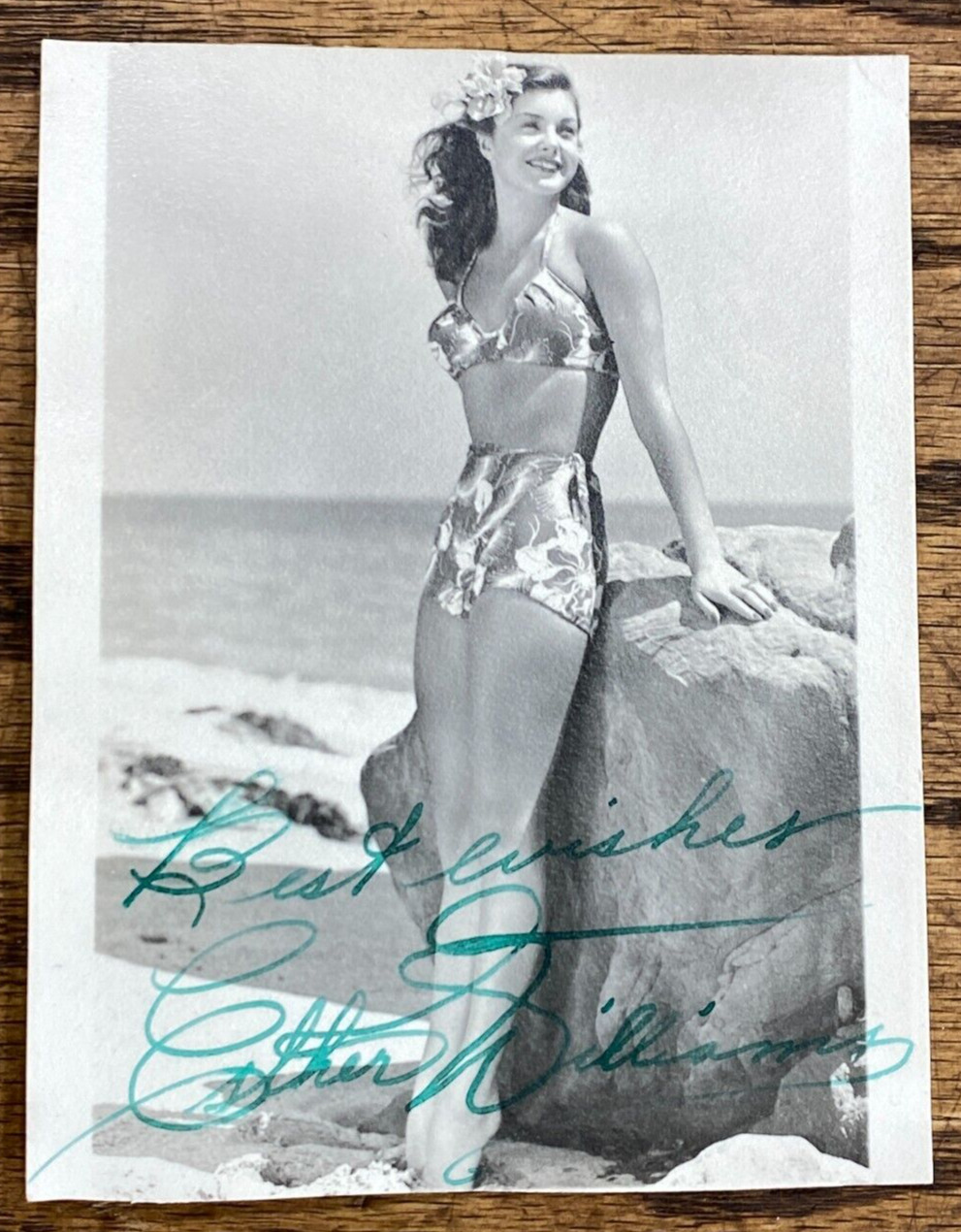 Vintage ESTHER WILLIAMS Original PHOTO w Autograph Cheesecake Pinup Girl