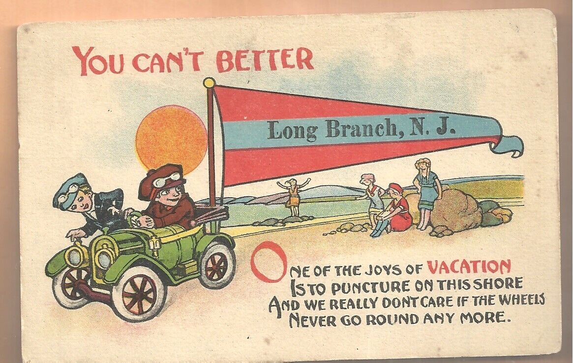 New Jersey Postcard Long Branch Early 1900s Greetings Pennant EX