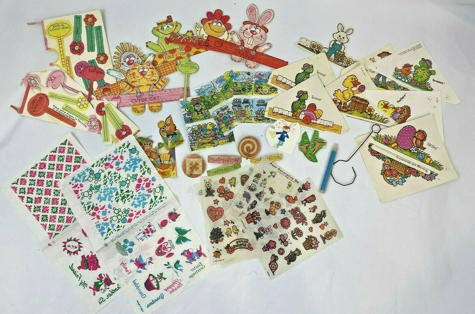 Vintage Easter Egg Decorating Transfers Holder Wraps Stickers Decorations Craft 