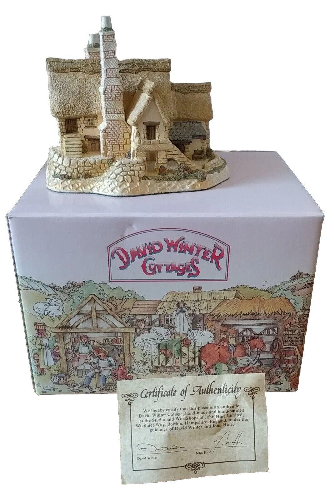 1986 David Winter Cottages West Country Collection Devon Creamery In Box W/ COA