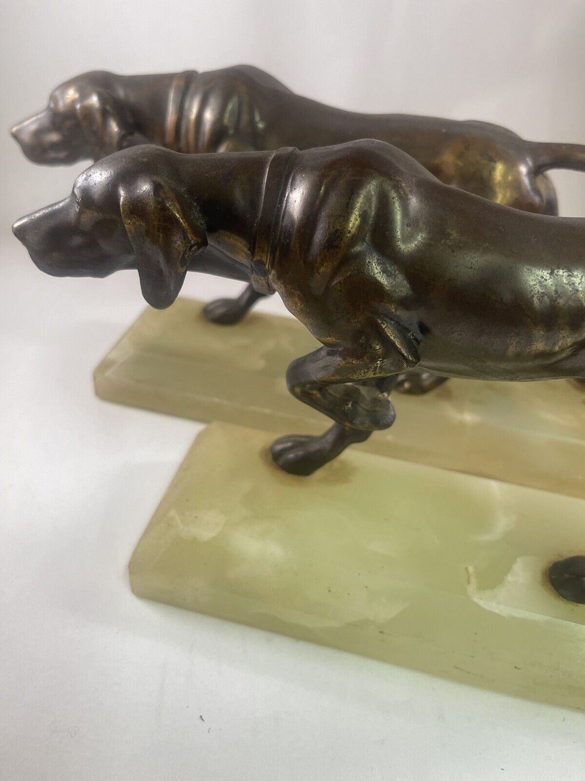 10 1/2”  Pointer Hunting Dog Sculpture Setter Figurine Statue Set Of 2