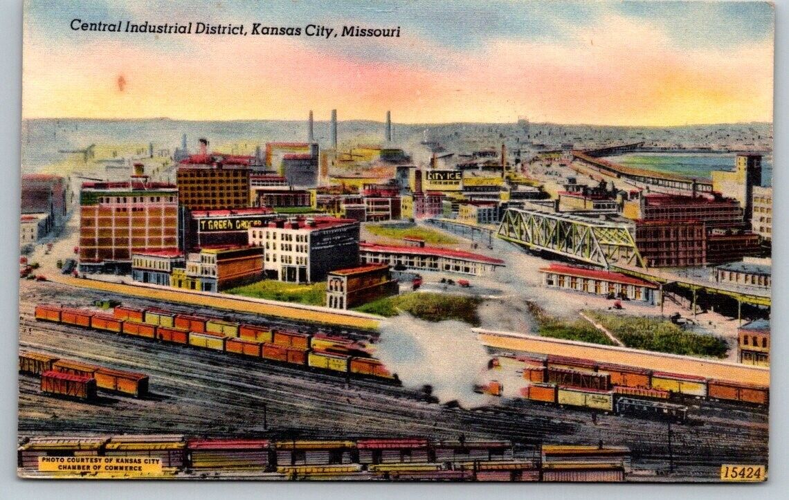 Vintage Missouri Postcard - Central Industrial Park   Kansas City  1948