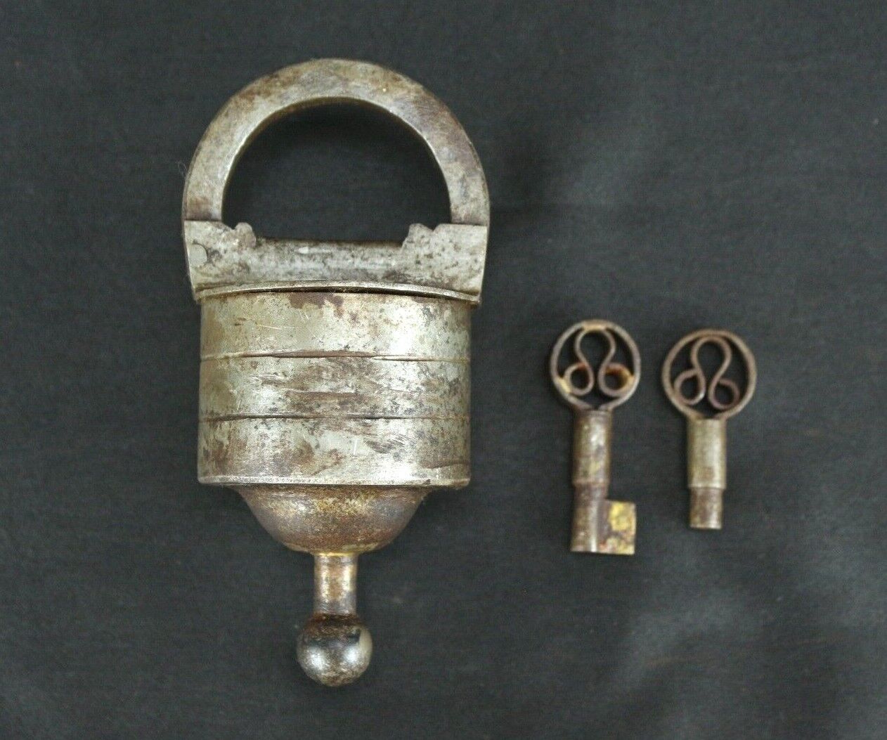 Vintage Big Puzzle Lock: Handmade Iron Lock With Tricky Mechanism, Two Keys