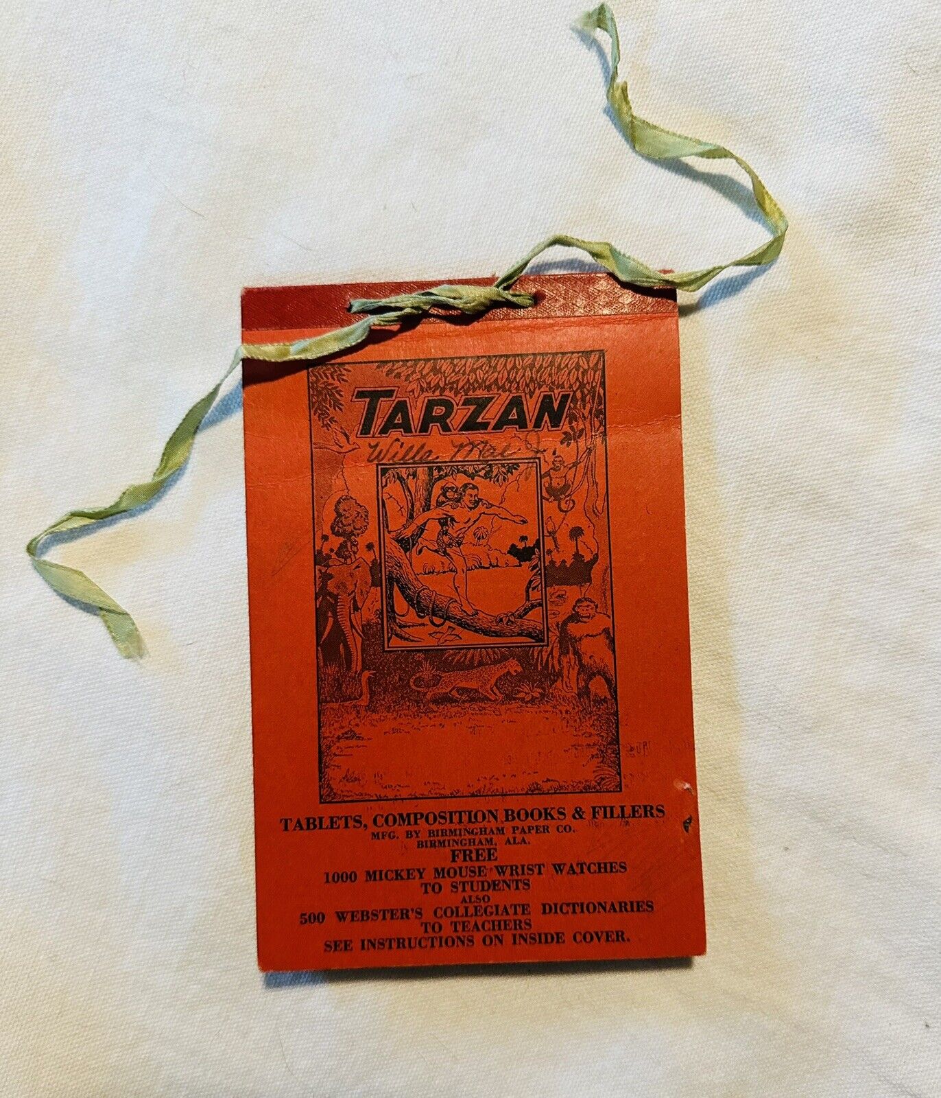 Antique 1936 TARZAN Notebook- Birmingham Paper Company Mickey Mouse Contest