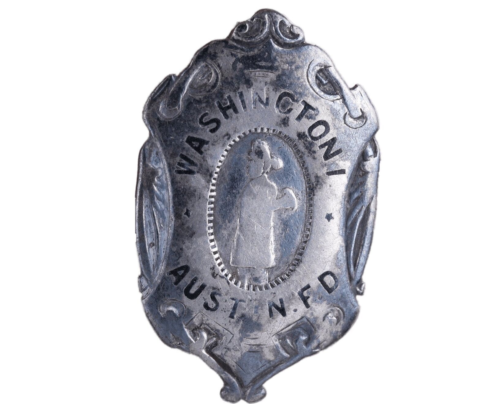 c1880\'s Austin Texas Fire Department Washington 1 Sterling Pin badge