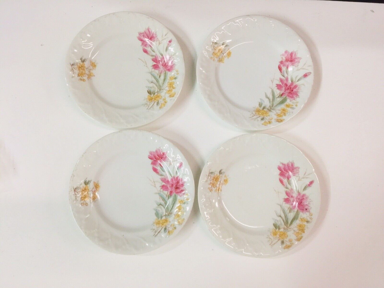 Set Of 4 Vintage Antique German Victorian Floral Bread desert  Salad Plates 7”