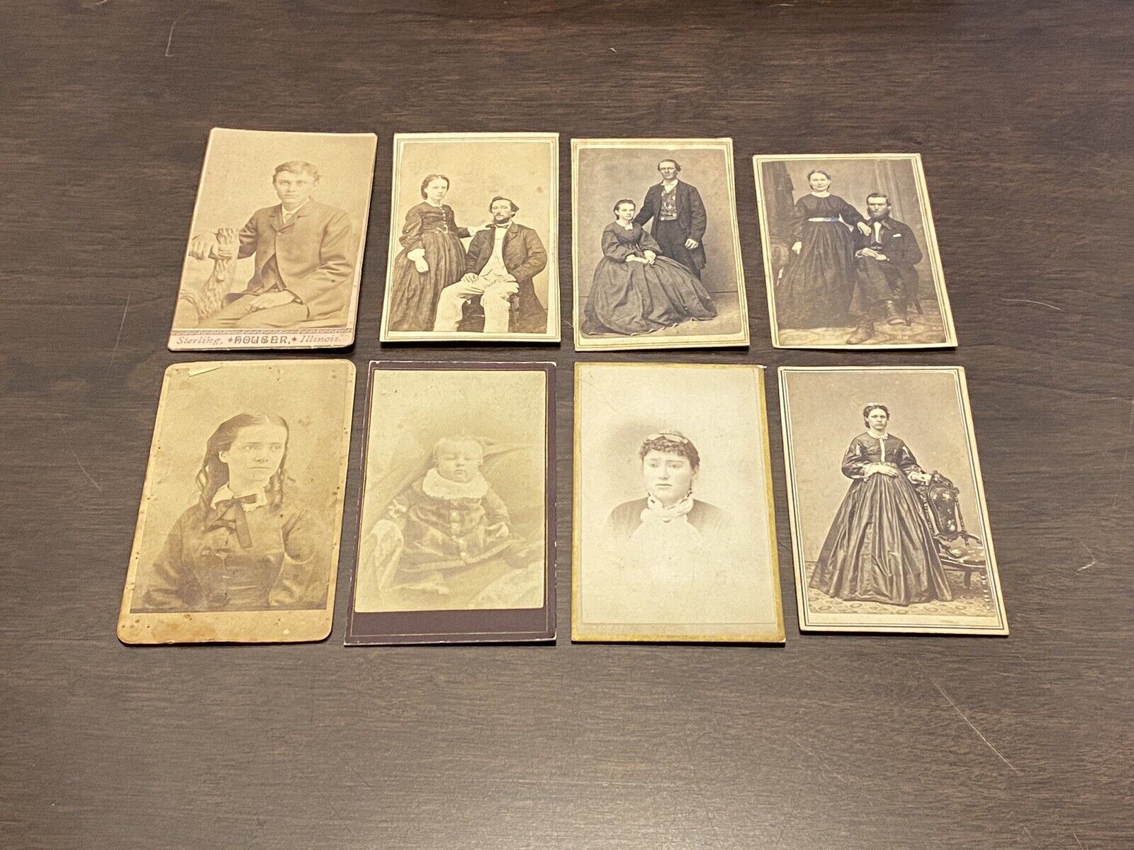 Antique Cabinet Cards & Photographs - Lot Of 8 - Men Women & Children