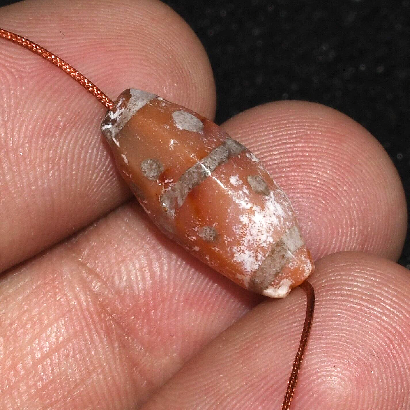 Beautiful Ancient Etched Carnelian Bead with Rare Pattern in Perfect Condition