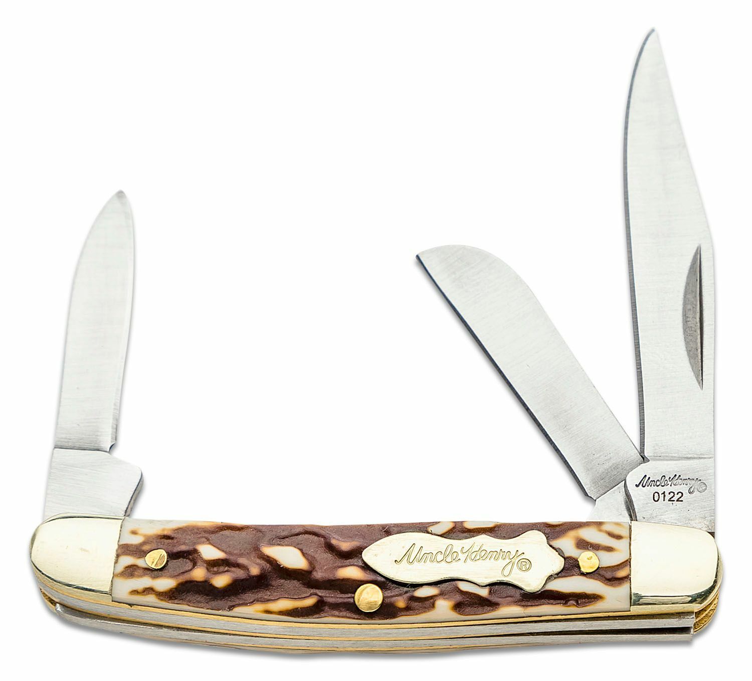 Schrade Junior 3 Pocket Knife 7Cr17MoV Steel Blades Next Gen Staglon Handle