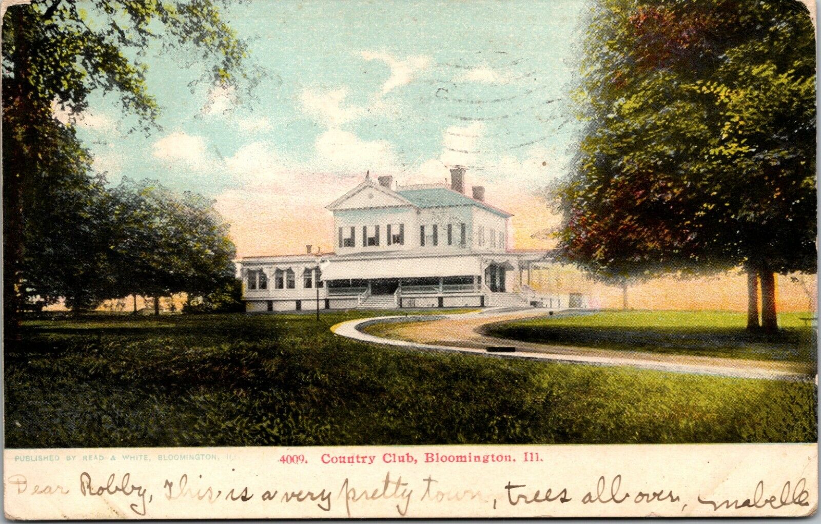 Early 1900's The Country Club in Bloomington, Il Illinois PC