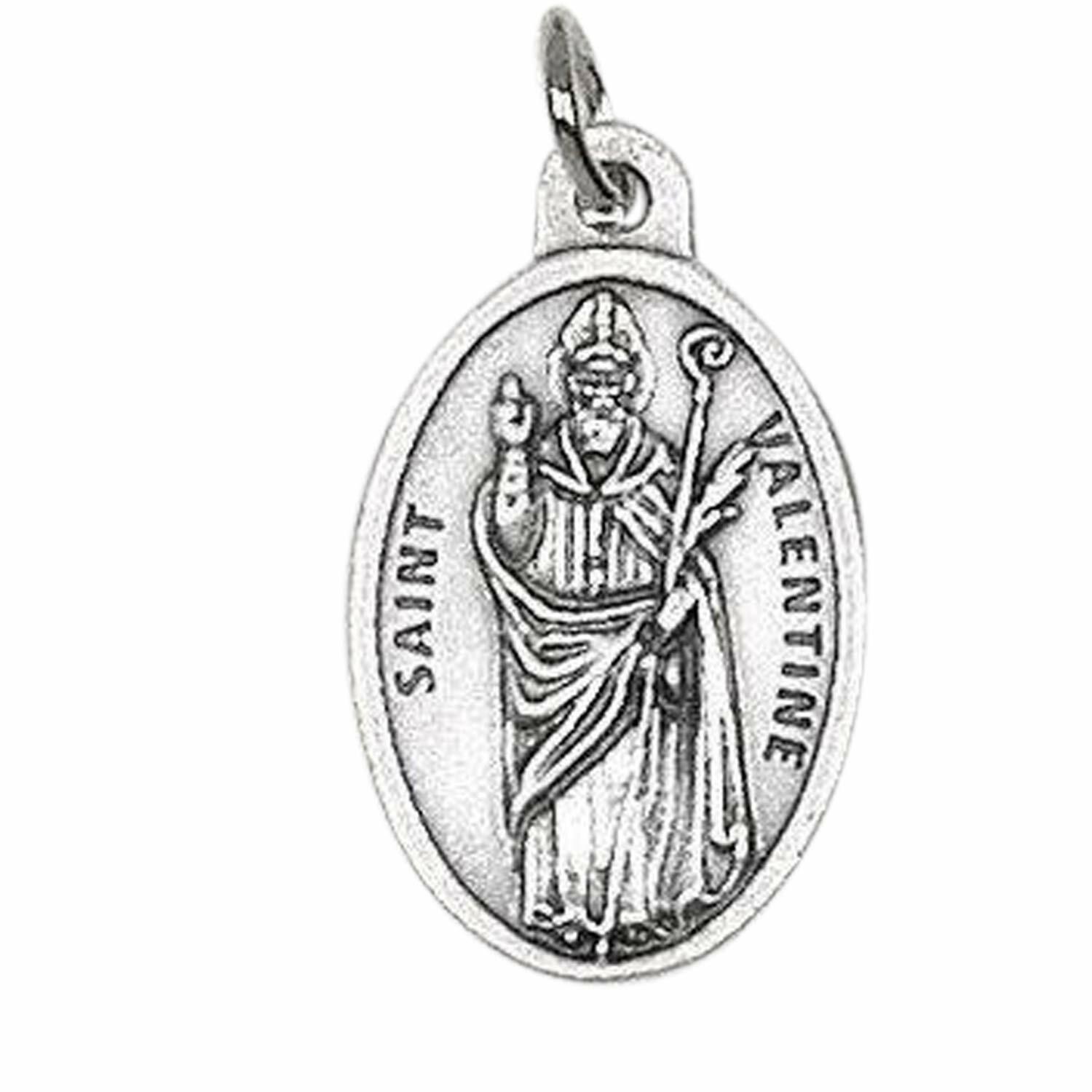 Saint Valentine of Rome Patron of Love and Marriage Medal Silver Oxidized