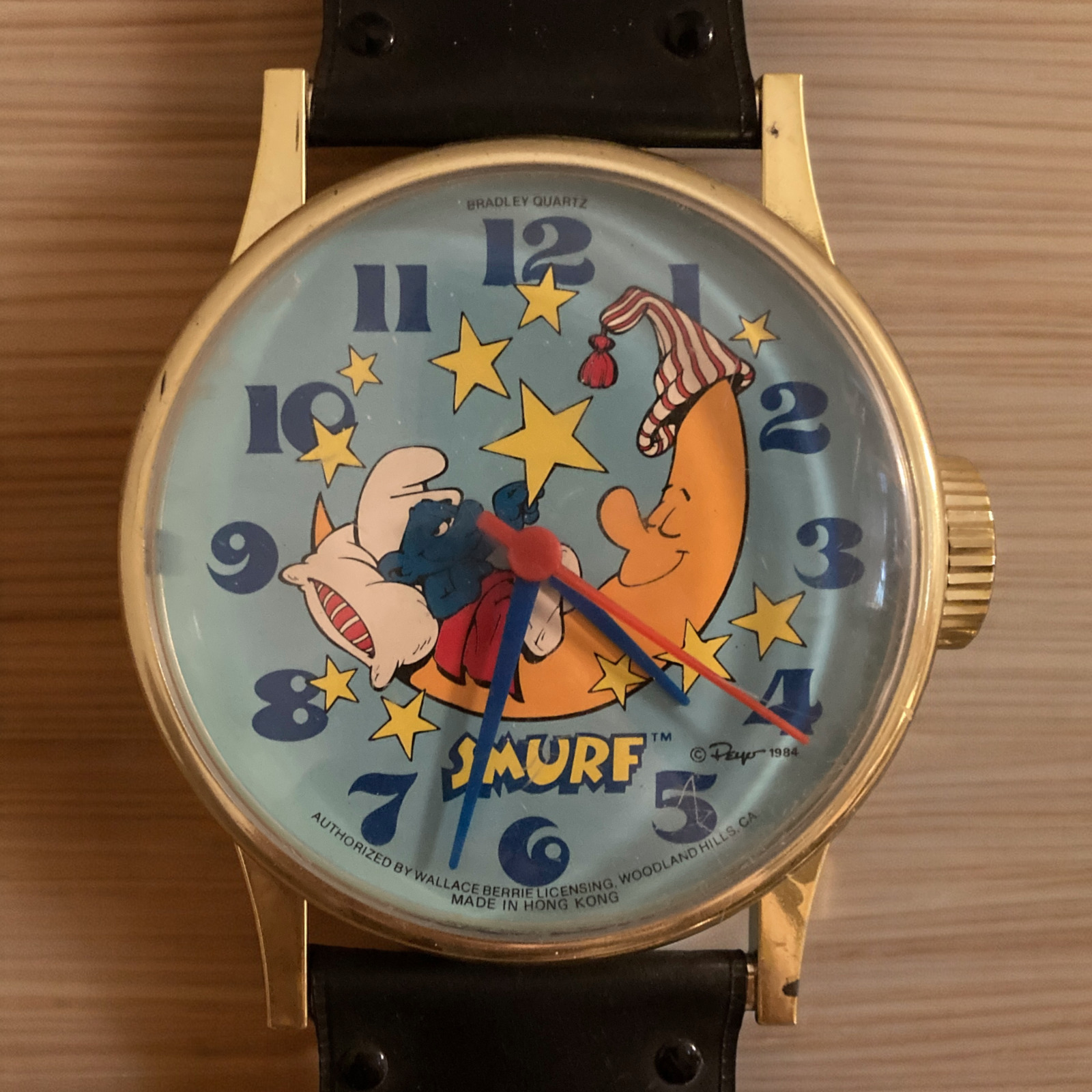 Vintage Smurf Wrist-Watch Style Wall Clock - TESTED WORKS