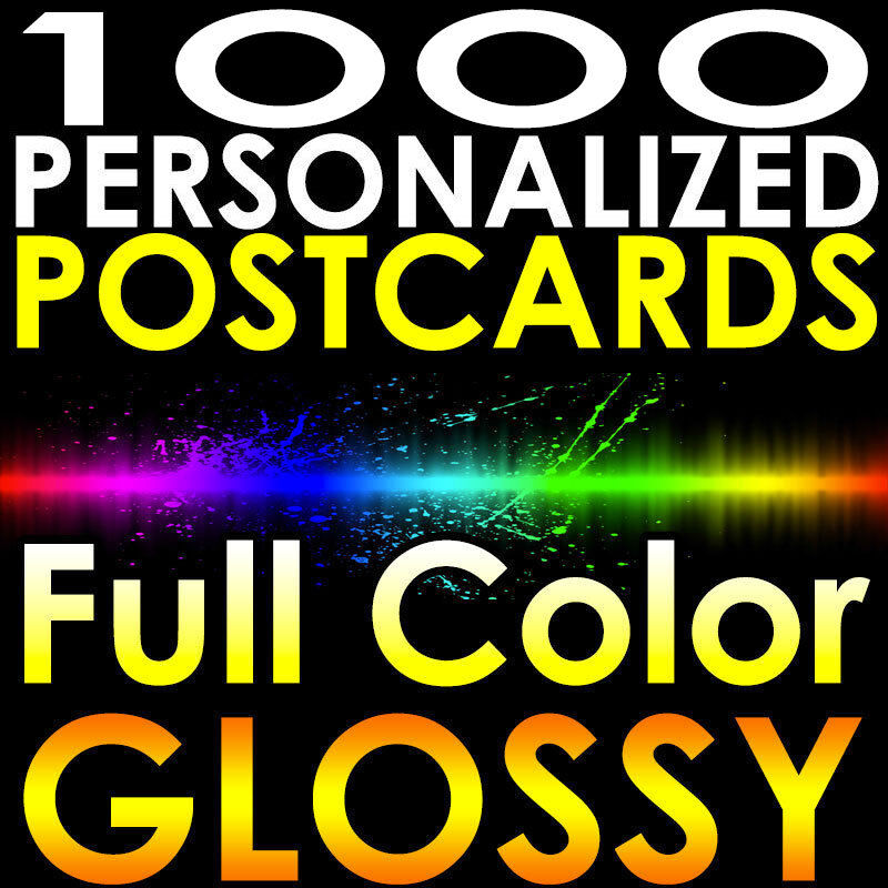 1000 CUSTOM PRINTED 3x5 PERSONALIZED 16pt Postcards Full Color UV Coated Gloss