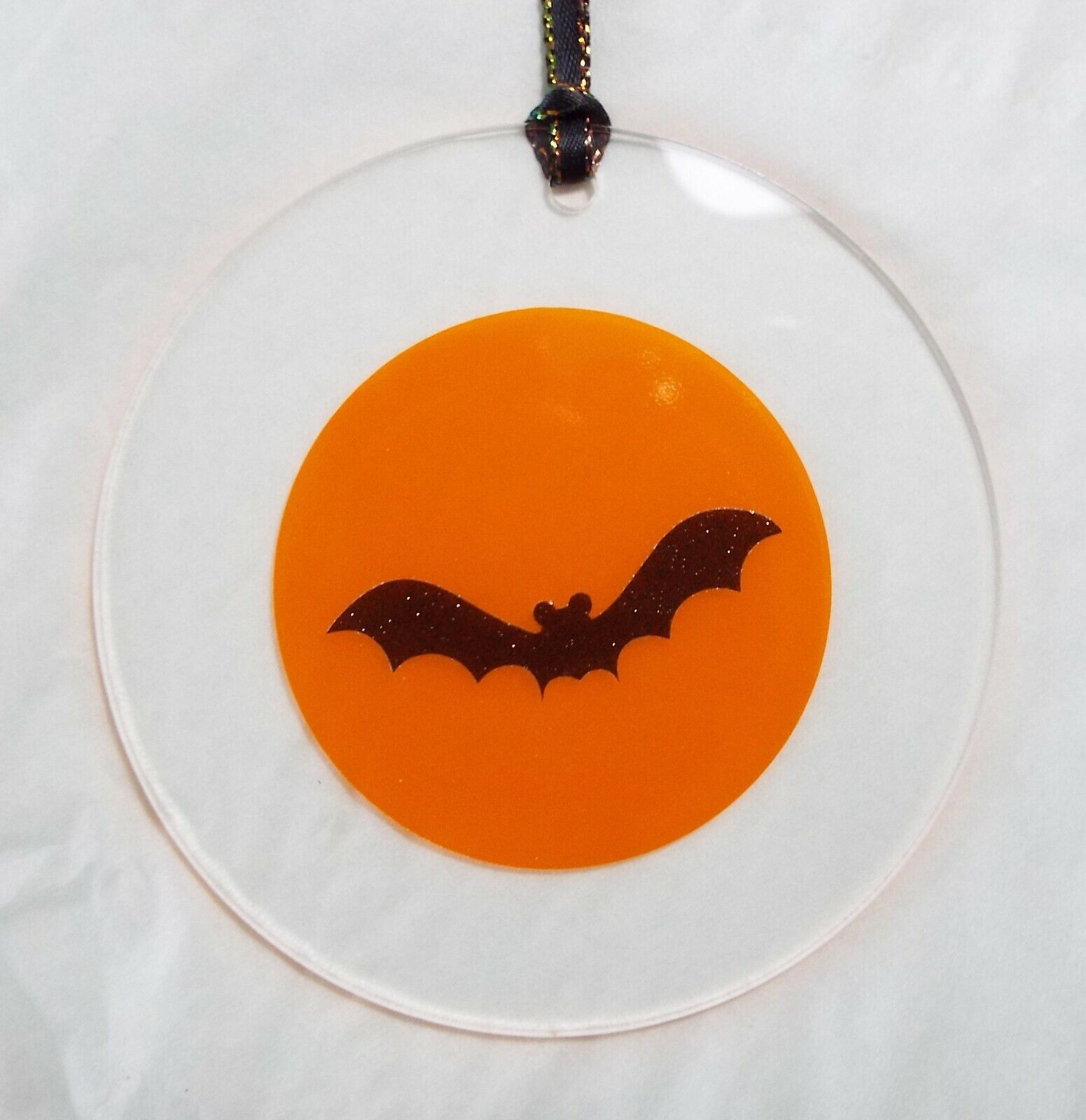 Halloween Window/Wall Decoration Bat Moon Ornament, 4in