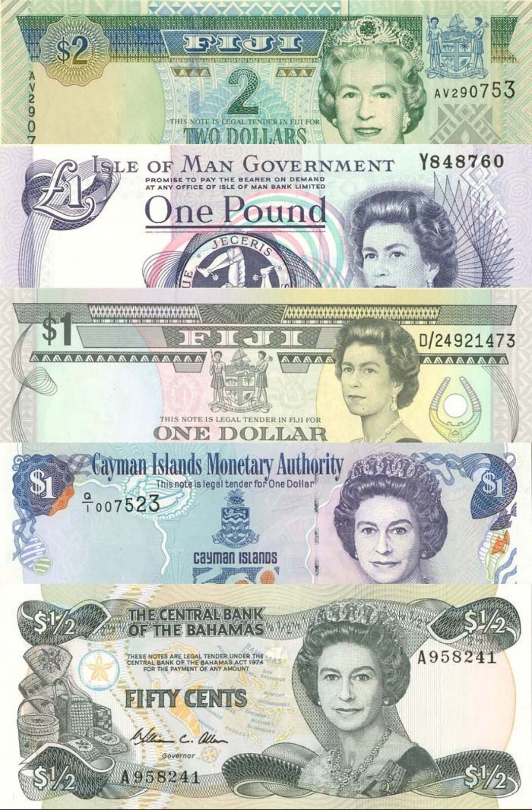 British Commonwealth - 1983-2003 dated Queen Elizabeth Money - P-42a, 30a, 89, 4
