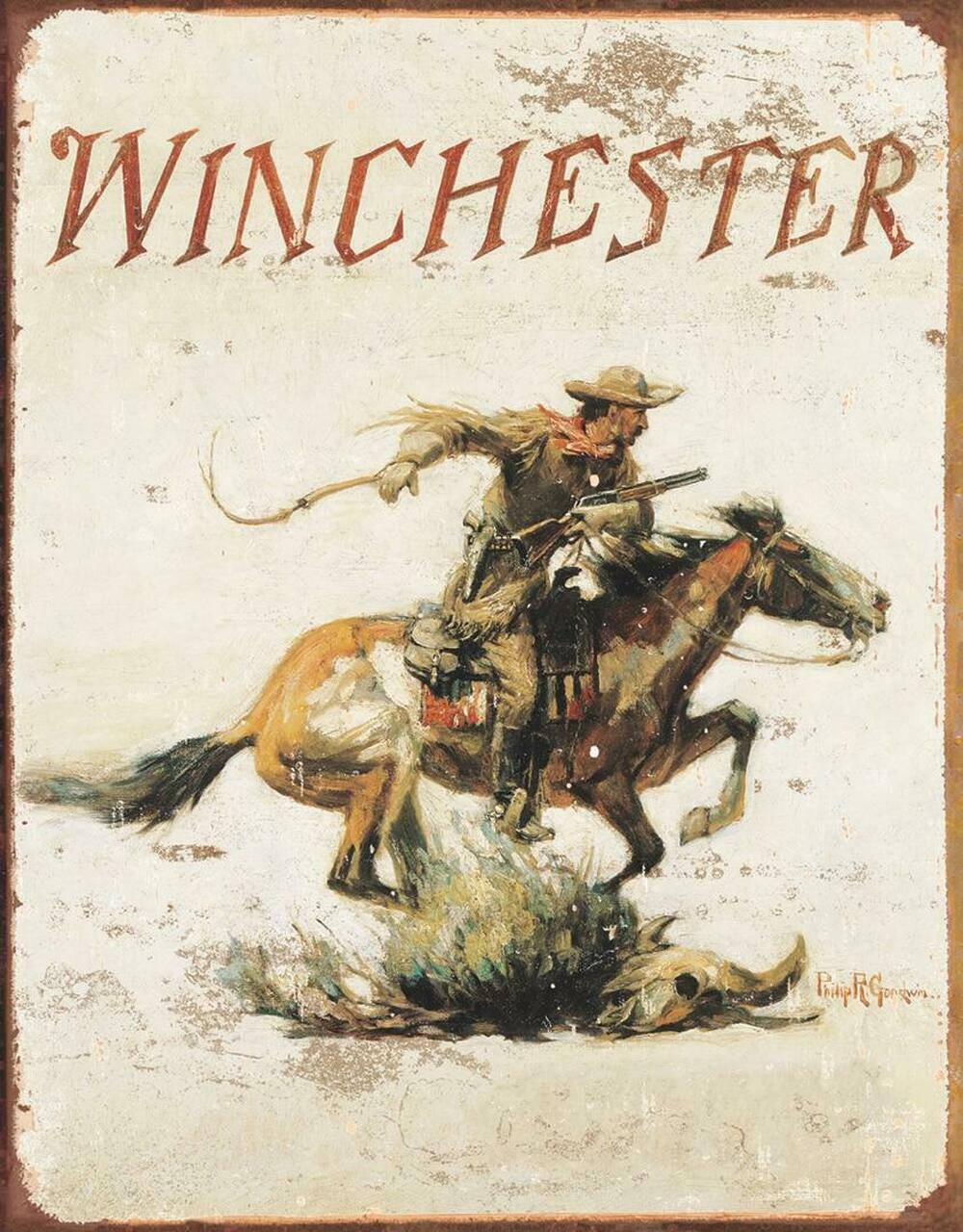 Winchester Logo Metal tin sign Hourse hunting Cabin home Wall decor #1421