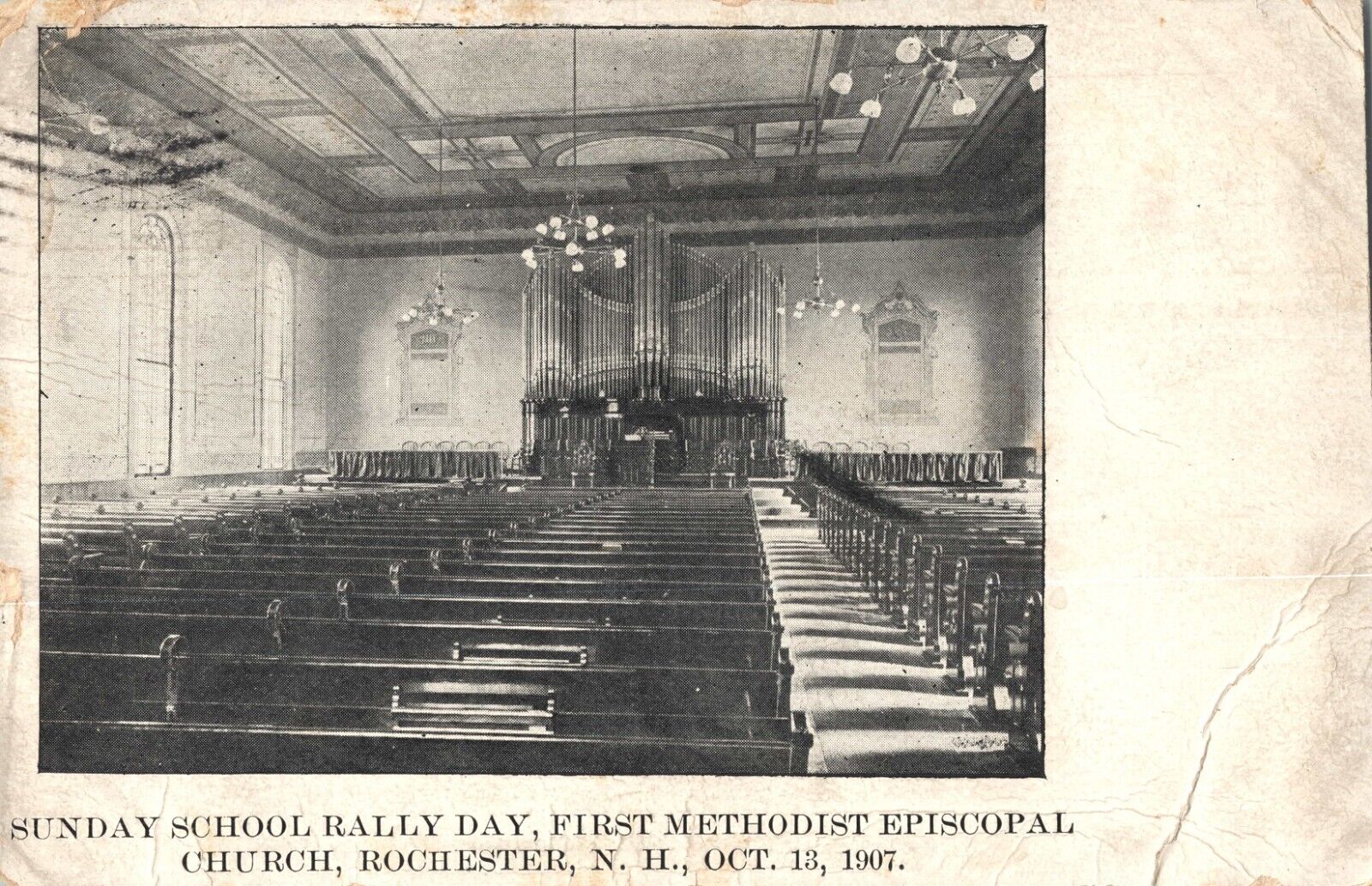 Rally Day First Methodist Episcopal Church Rochester NH Vintage 1907 Postcard