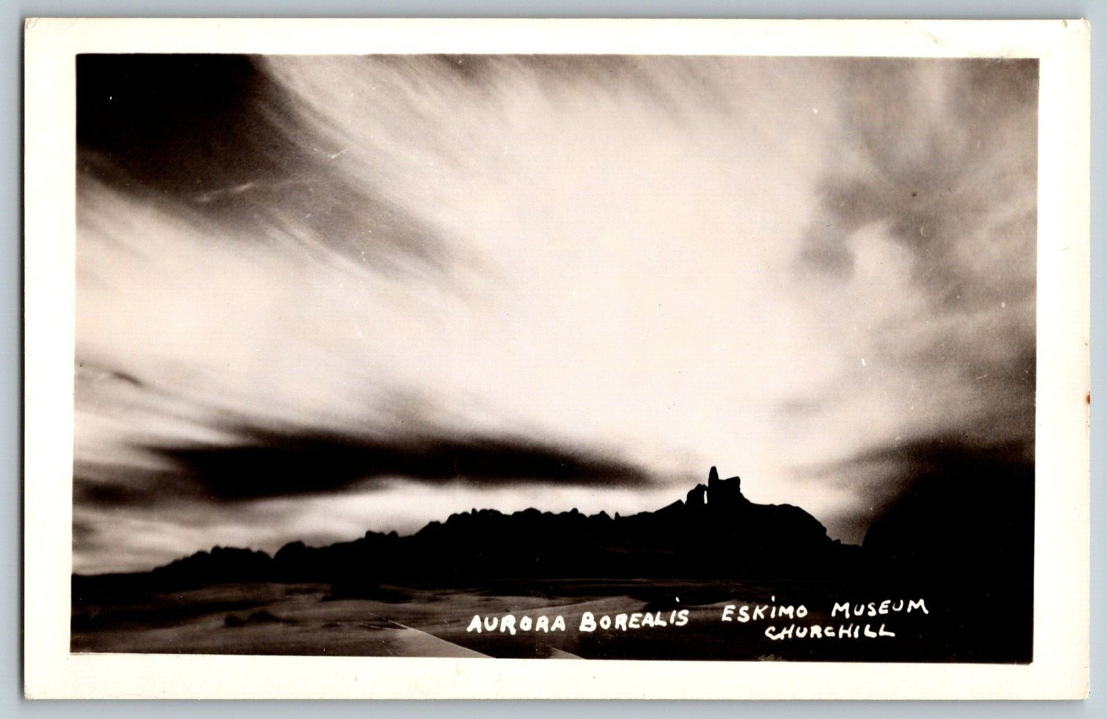 RPPC Vintage Postcard - Aurora Borealis Eskimo Museum Churchill - Unposted
