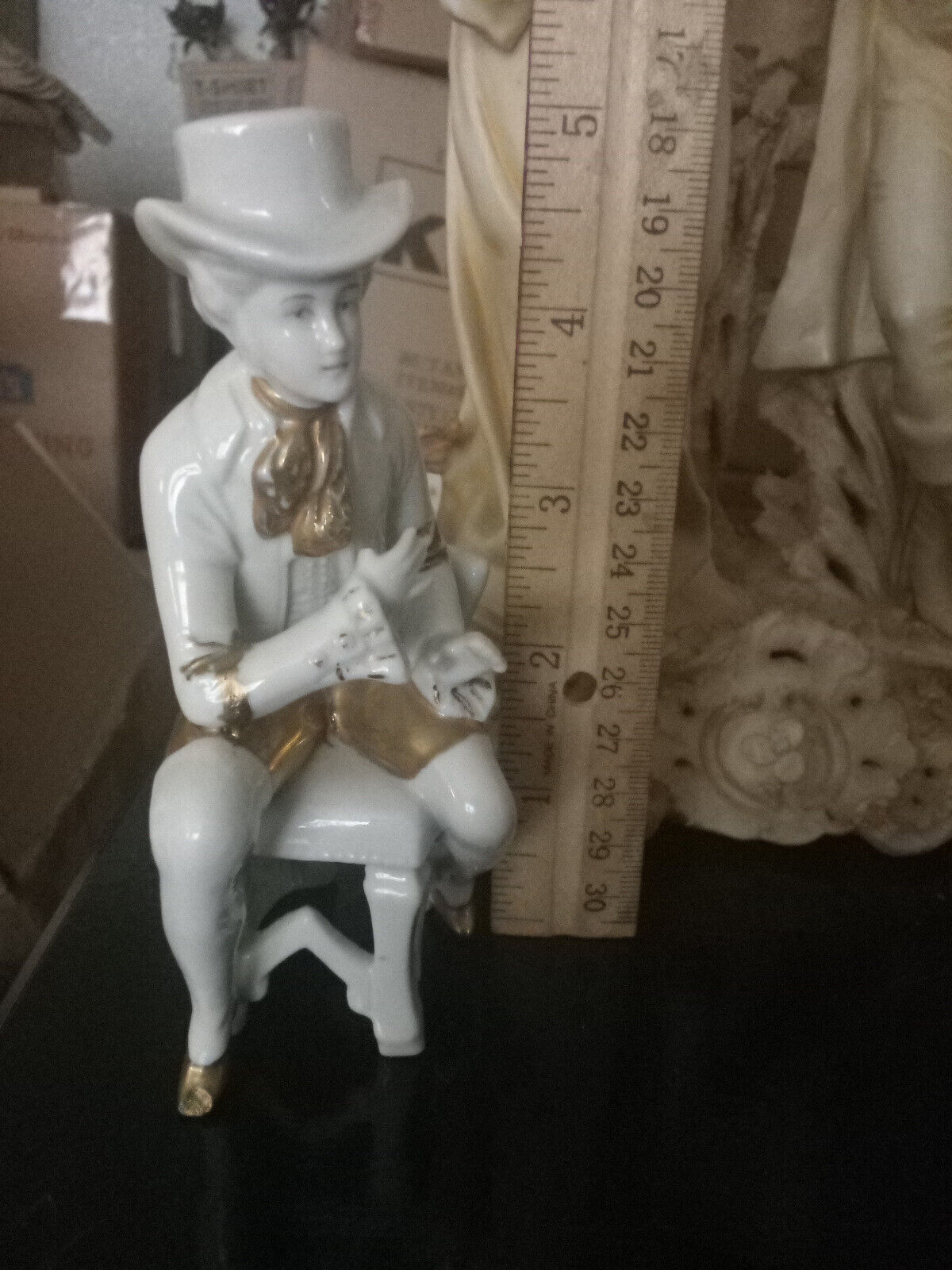 Porcelain antique vintage German figurine gold man chair grafenthal doll house