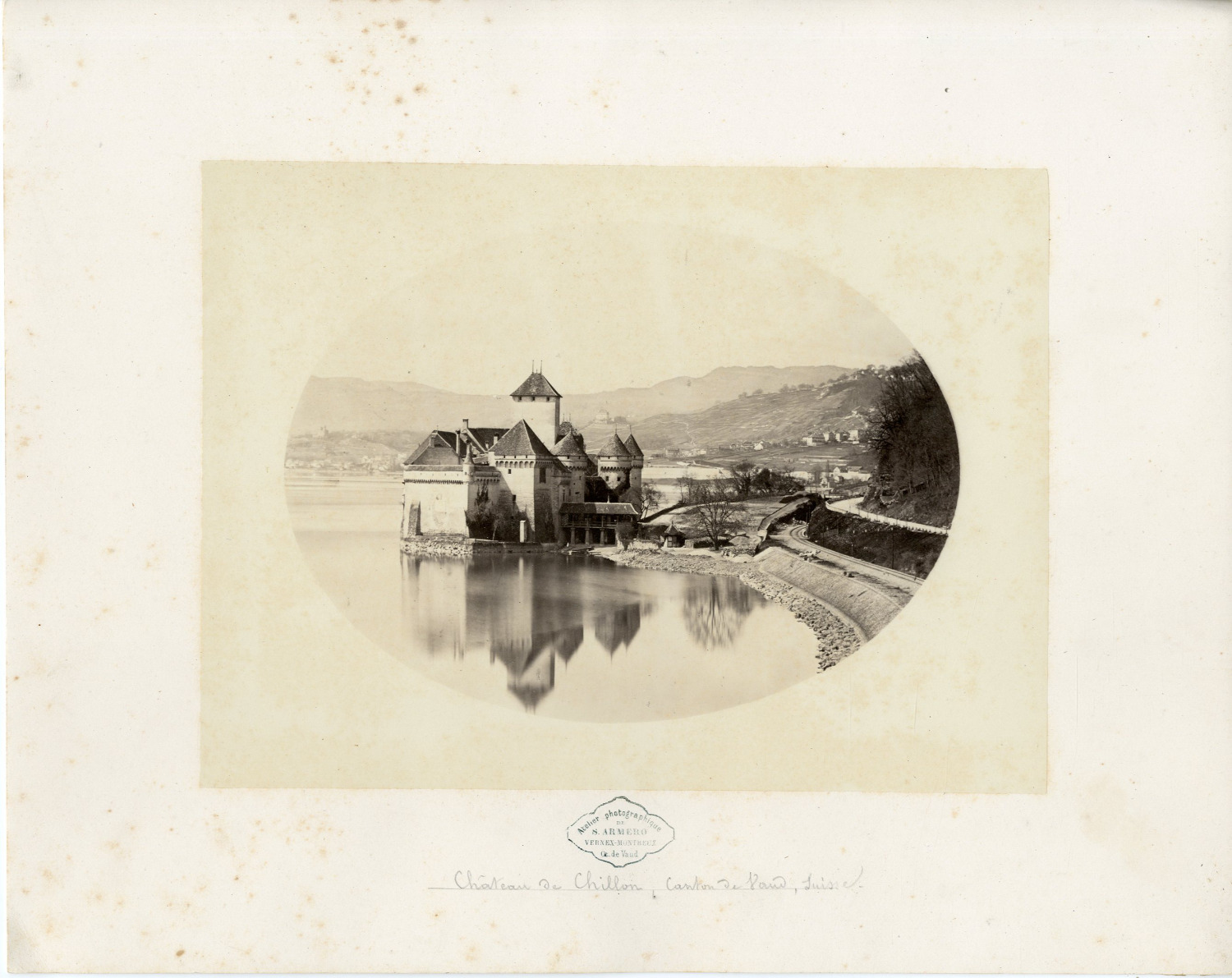 S. Armero. Switzerland, Chillon Castle, Canton of Vaud vintage albumen print.  
