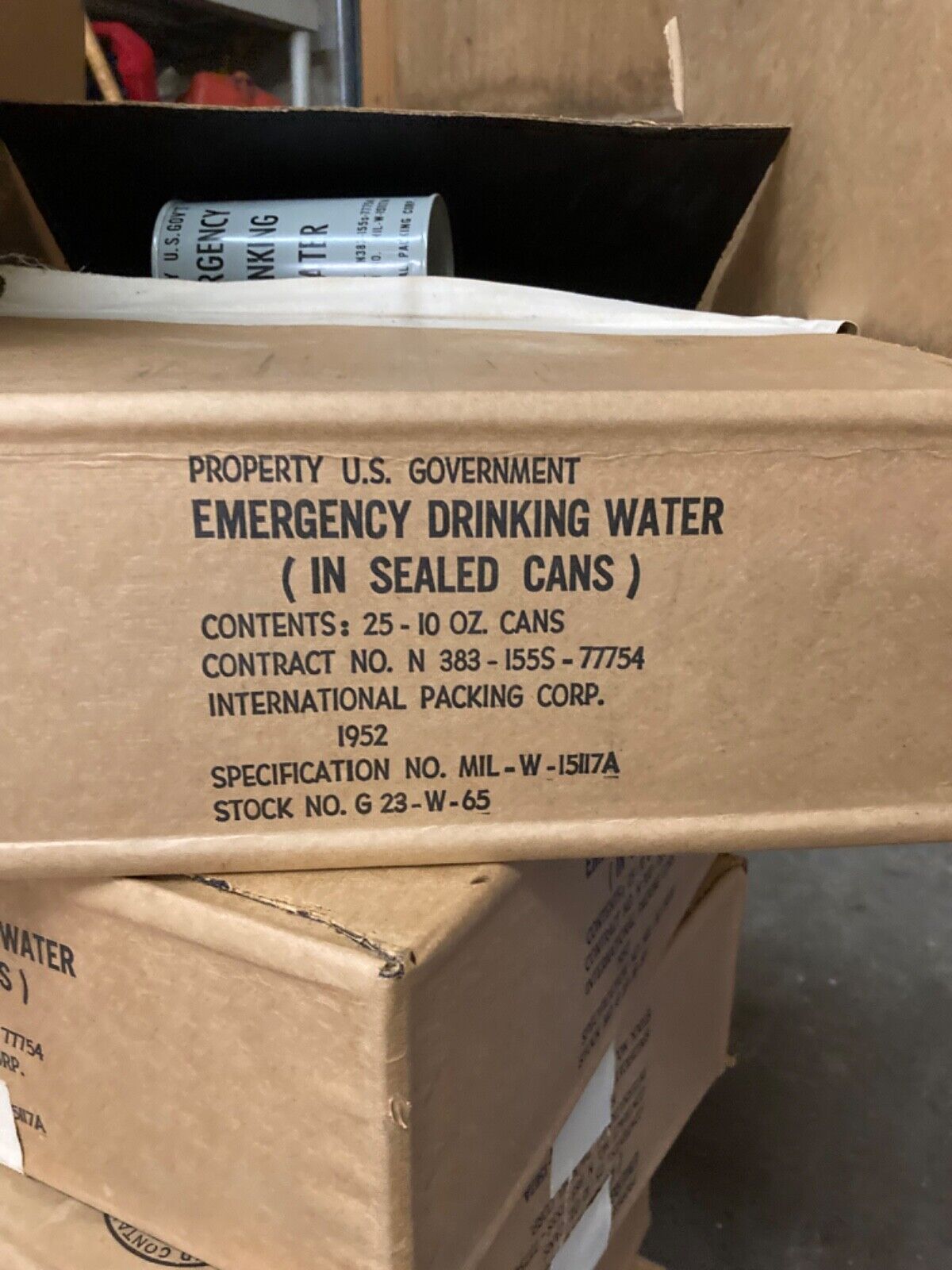 Vintage 1952 U.S. Government Emergency Drinking Water 10z Can Unopened *j