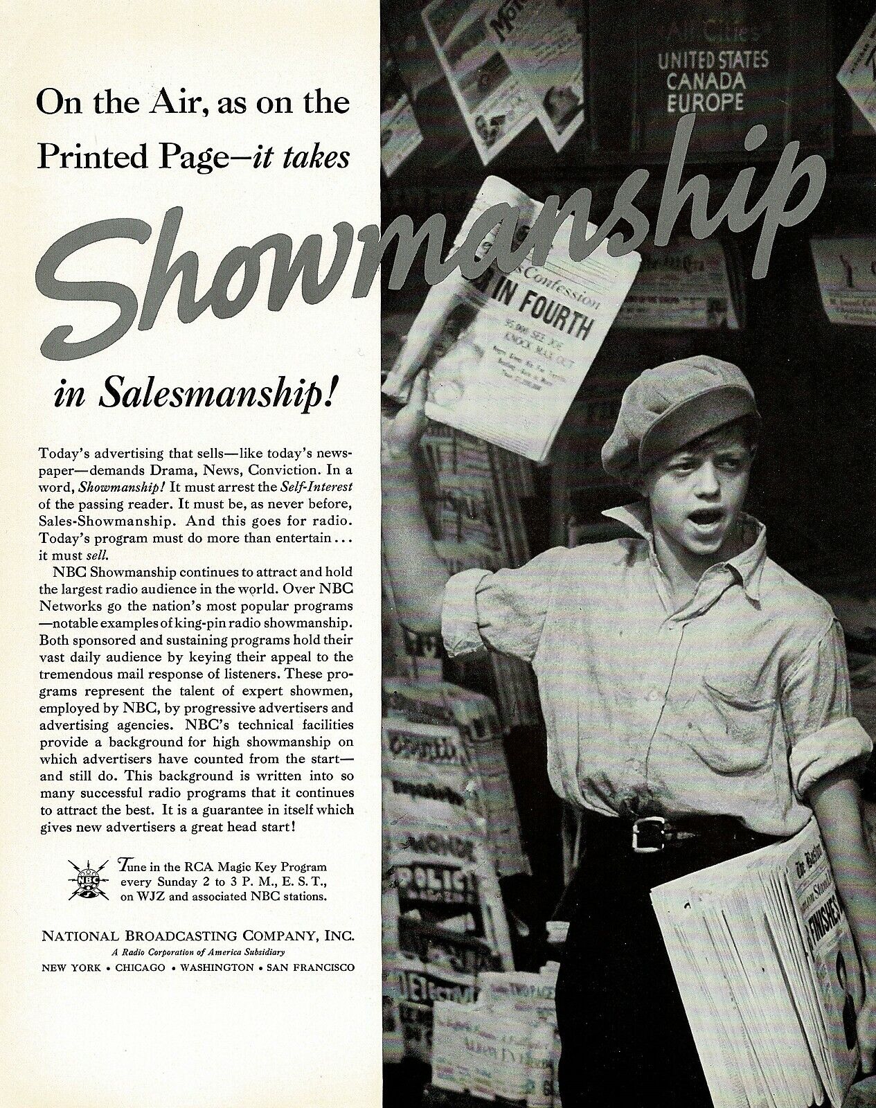 1930s BIG Original Vintage Newsboy Newspaper Magazine News Stand Photo Print Ad