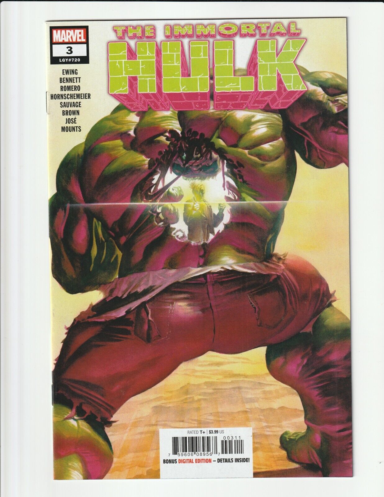 IMMORTAL HULK #3 NM FIRST MENTION OF THE ONE ABOVE ALL MARVEL COMICS ALEX ROSS