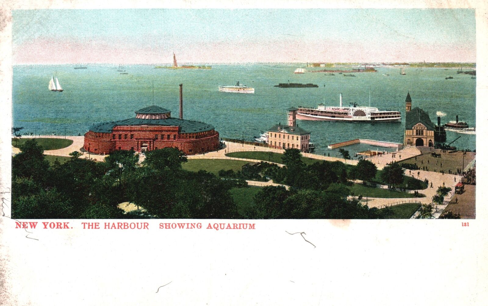 Vintage Postcard The Harbour Showing Aquarium New York NY Paul C. Kroeber Pub.
