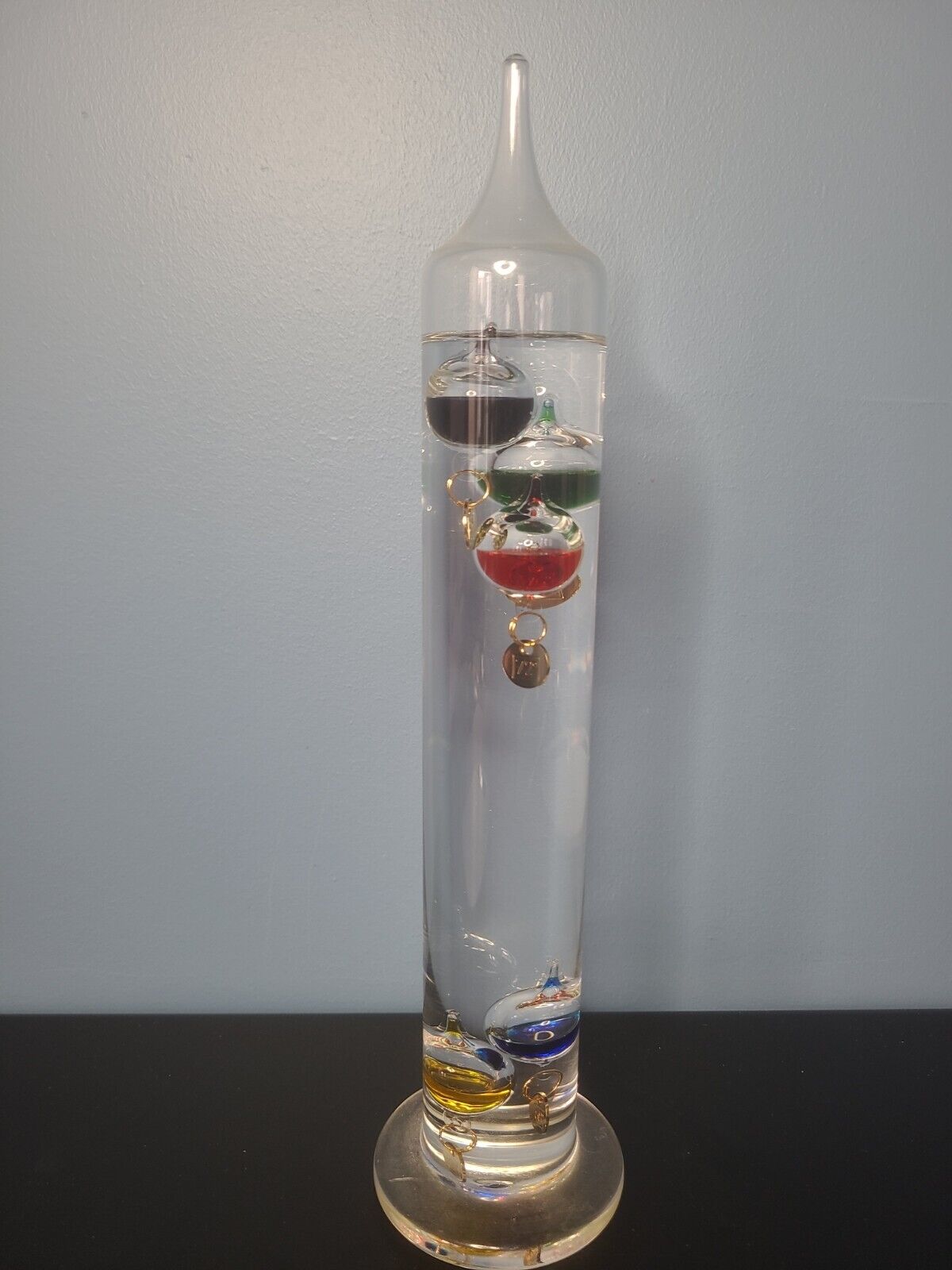 Galileo Large Thermometer 13” Tall  Glass Tube w/ Floating Spheres Home Decor