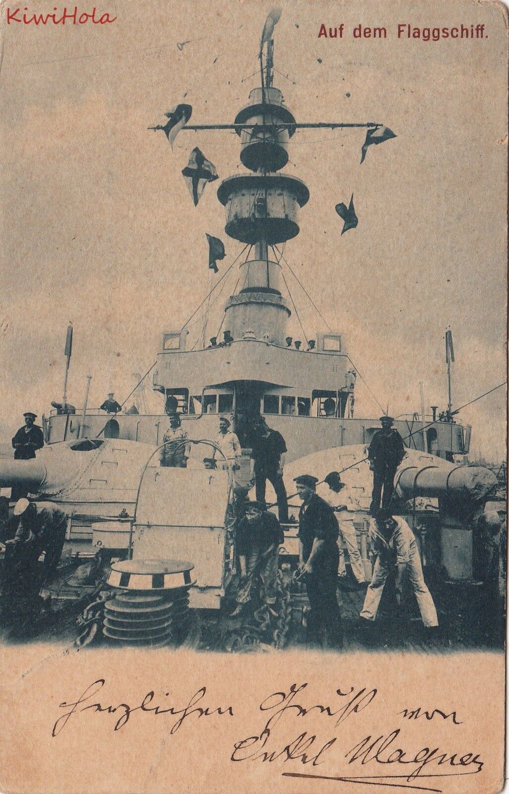 Postcard Ship Auf Dem Flaggschiff
