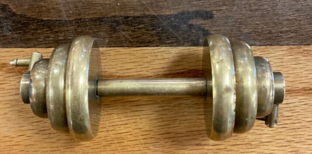 Vintage Solid Brass Dumbbell Weight Exercise Barbell Desk Paperweight