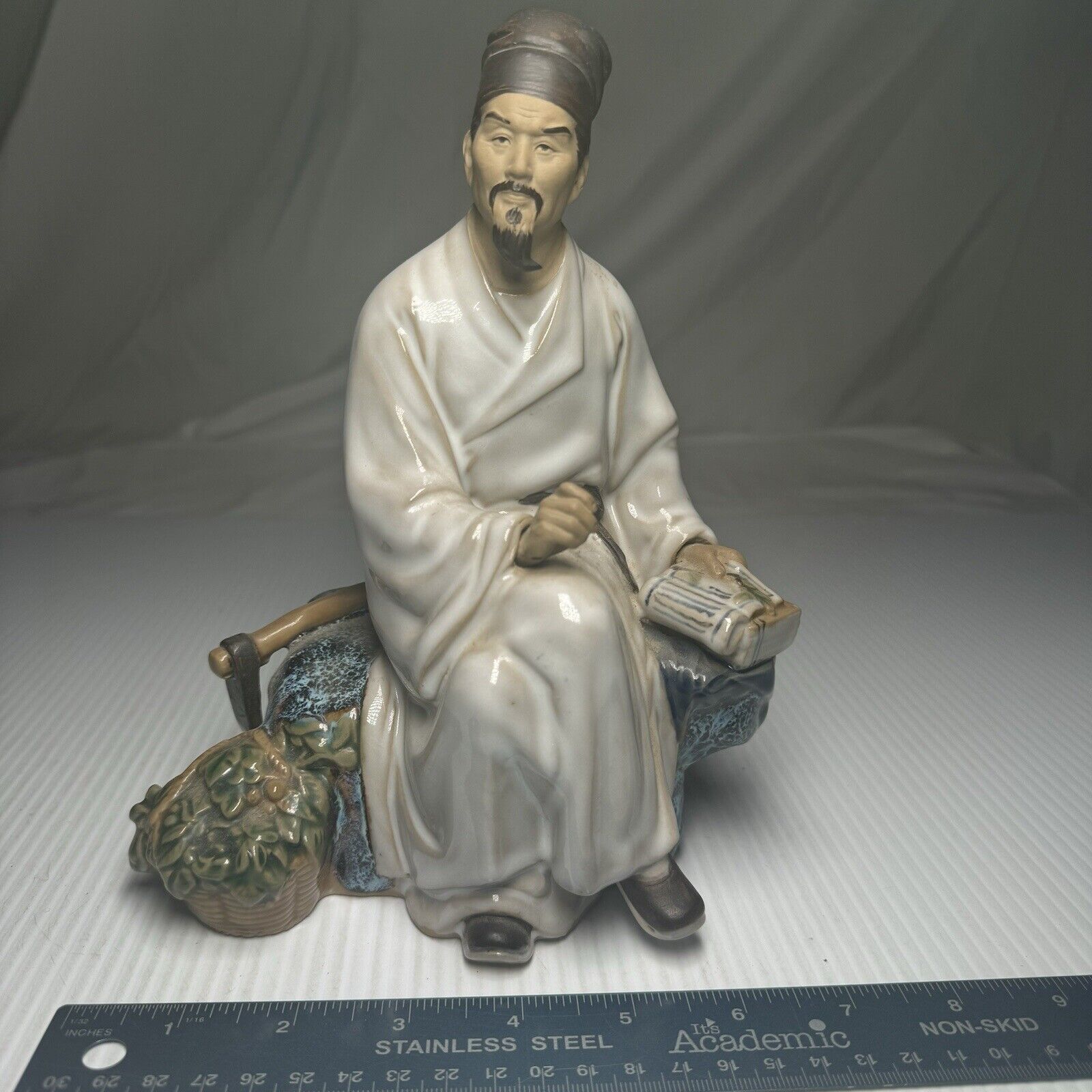 Shiwan Chinese Mudman Scholar Doctor Seated Figurine 60s/70s Vintage 9\