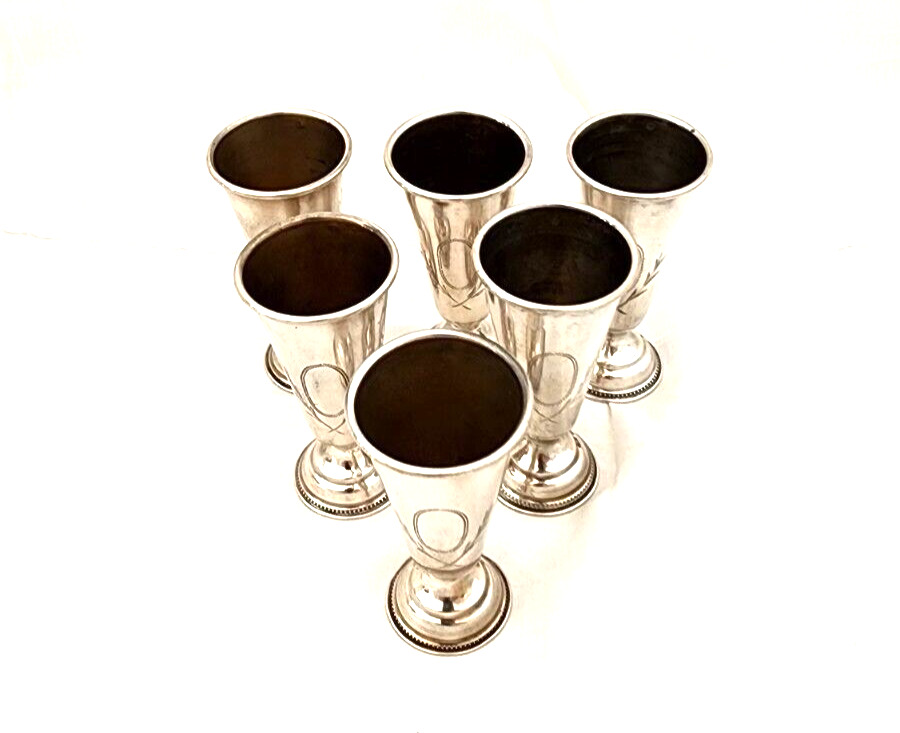 SIX ANTIQUE POLISH SILVER 800 SMALL KIDDUSH CUP EACH CUP  MARKED SET WEIGHT 128g