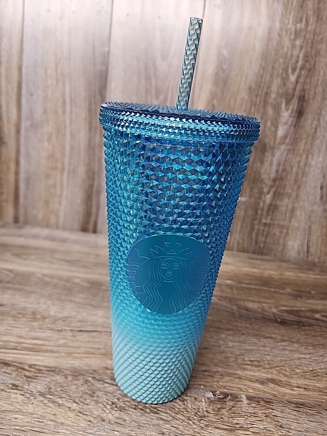 Starbucks Glacier Blue Ombre Gradient Studded Tumbler Cold Cup 24 oz