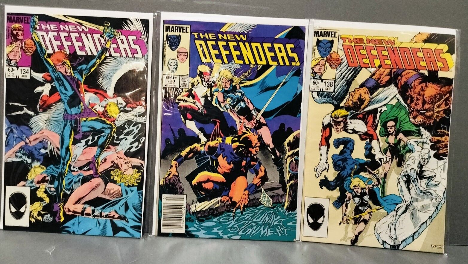 (3 1984) The New Defenders Marvel Comic Books # 133, 134, 138 Bagged & Boarded