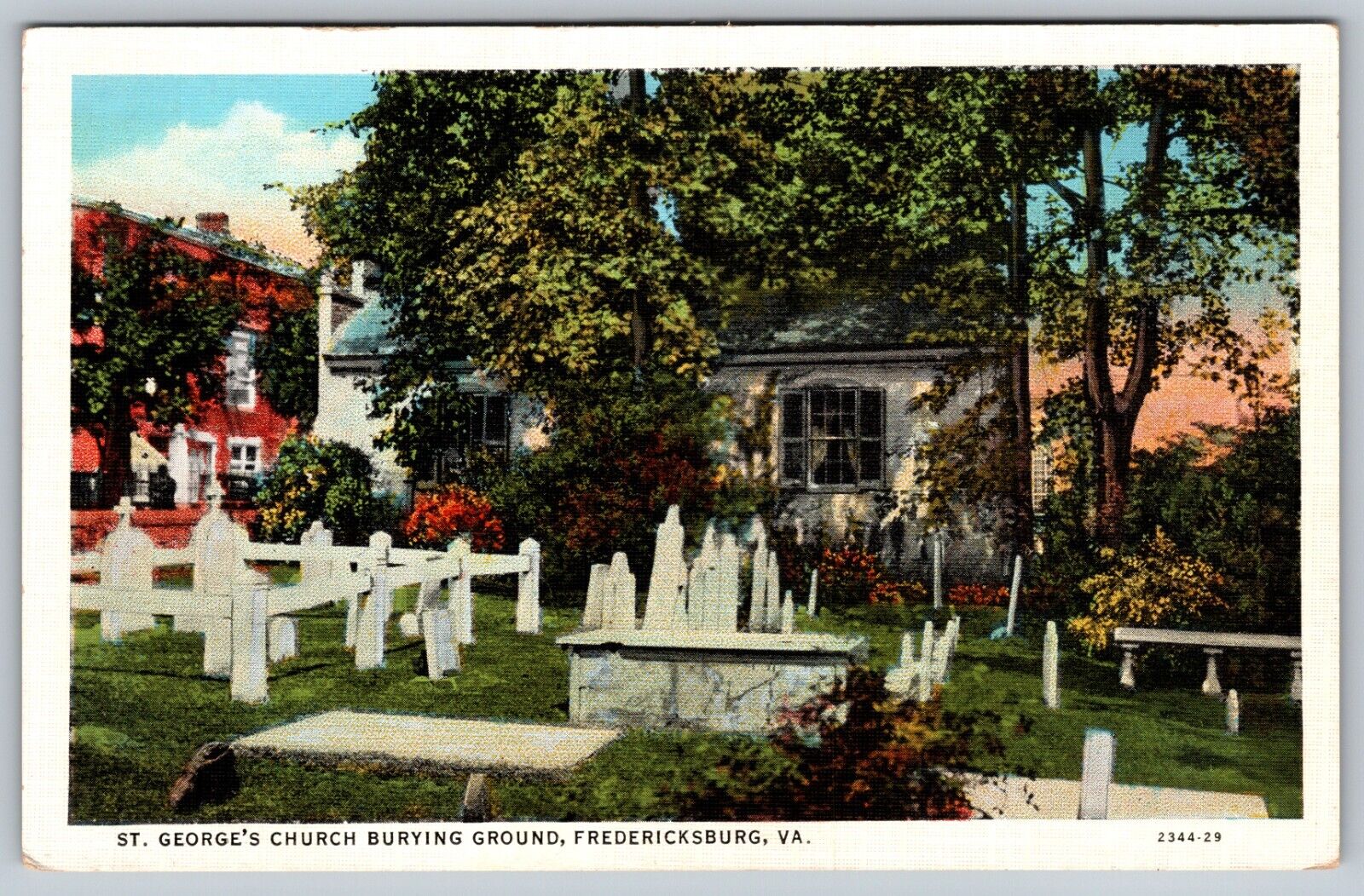 FREDERICKSBURG VA ST GEORGES CHURCH BURYING GROUND Vintage Postcard c. 1915