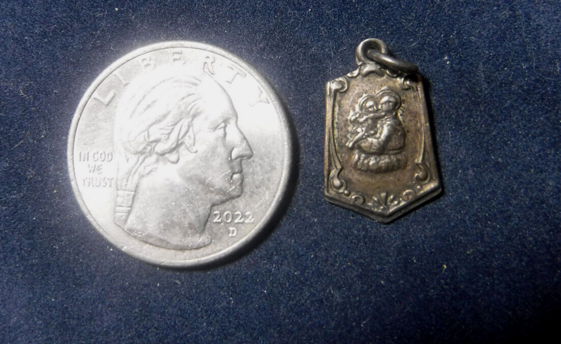 Vintage Small St Anthony Medal Sterling Silver