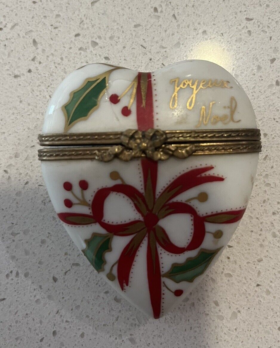 Authentic Christmas Heart Limoges France, Marked PB