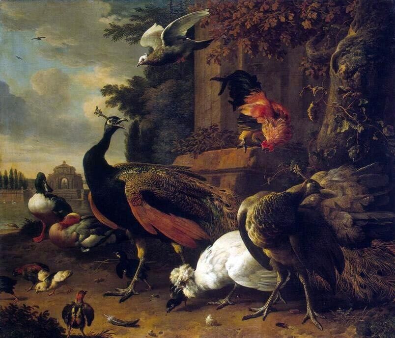 Art Oil painting Melchior-D_-Hondecoeter-Birds-in-a-Park birds landscape