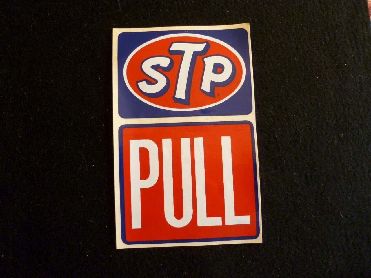 Vintage 1970\'s STP Two-Sided Vinyl Door Pull Push Sticker, NOS