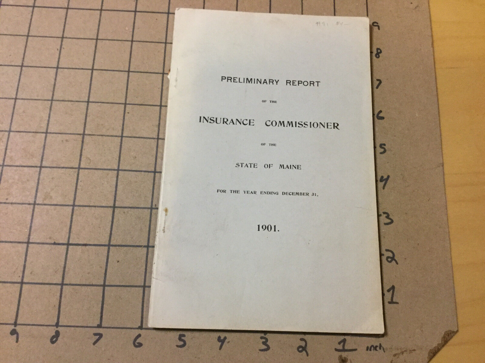 Vintage -- 1901 preliminary report - INSURANCE COMMISSIONER - MAINE - 54pgs