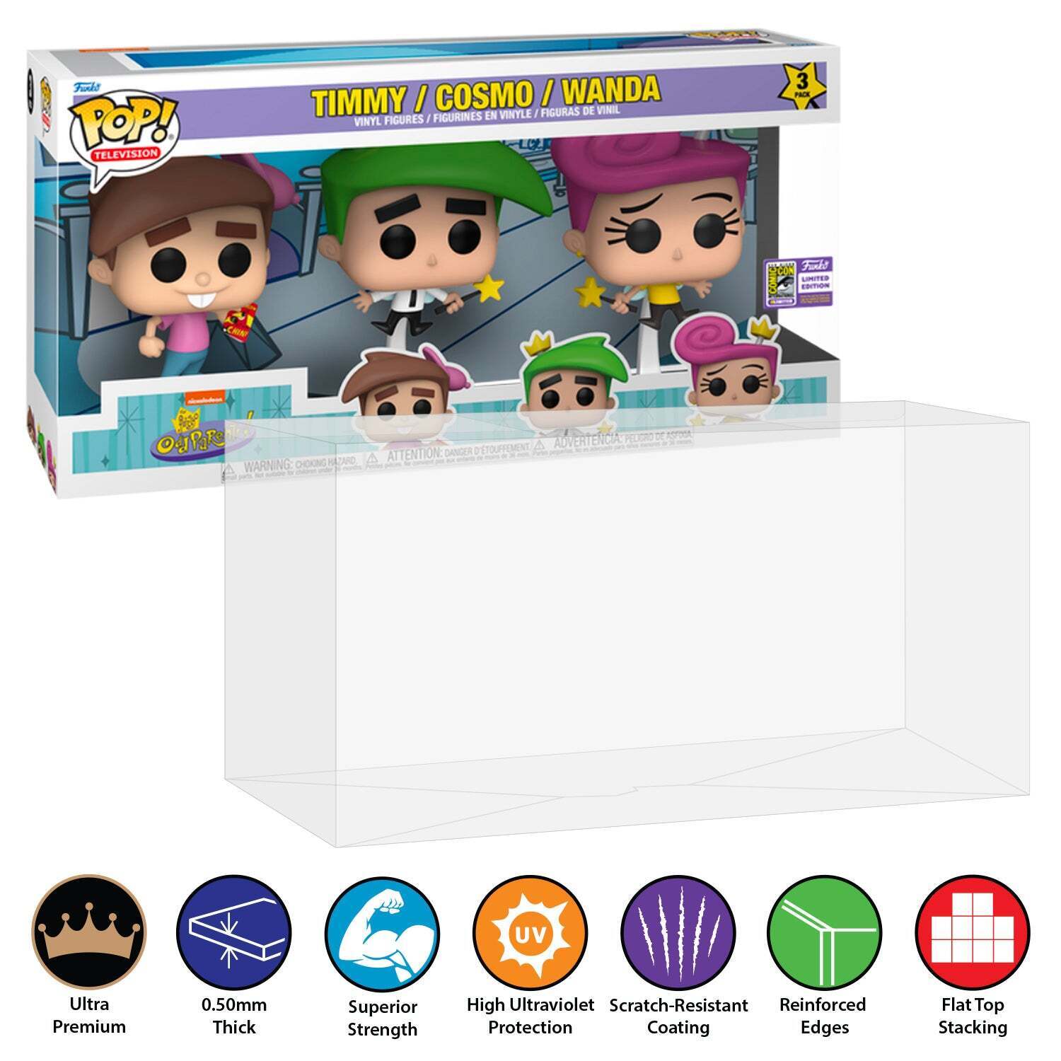 0.50mm POP PROTECTOR for 3 Pack Fairly OddParents Funko Pop