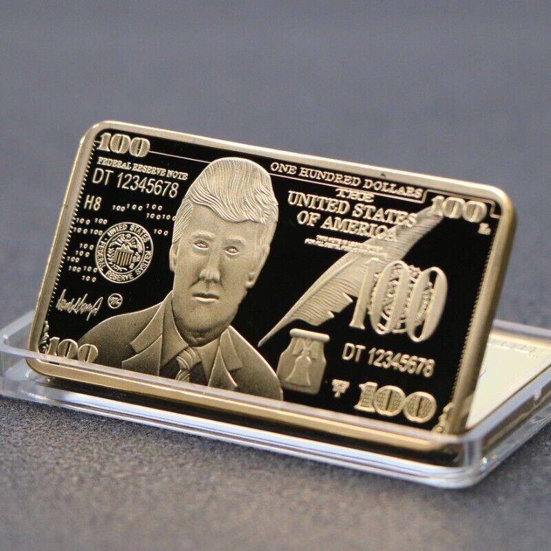 1PCS 2024 President Trump 24K $100 Gold Bar MAGA Embossed Collectable Coin Gift