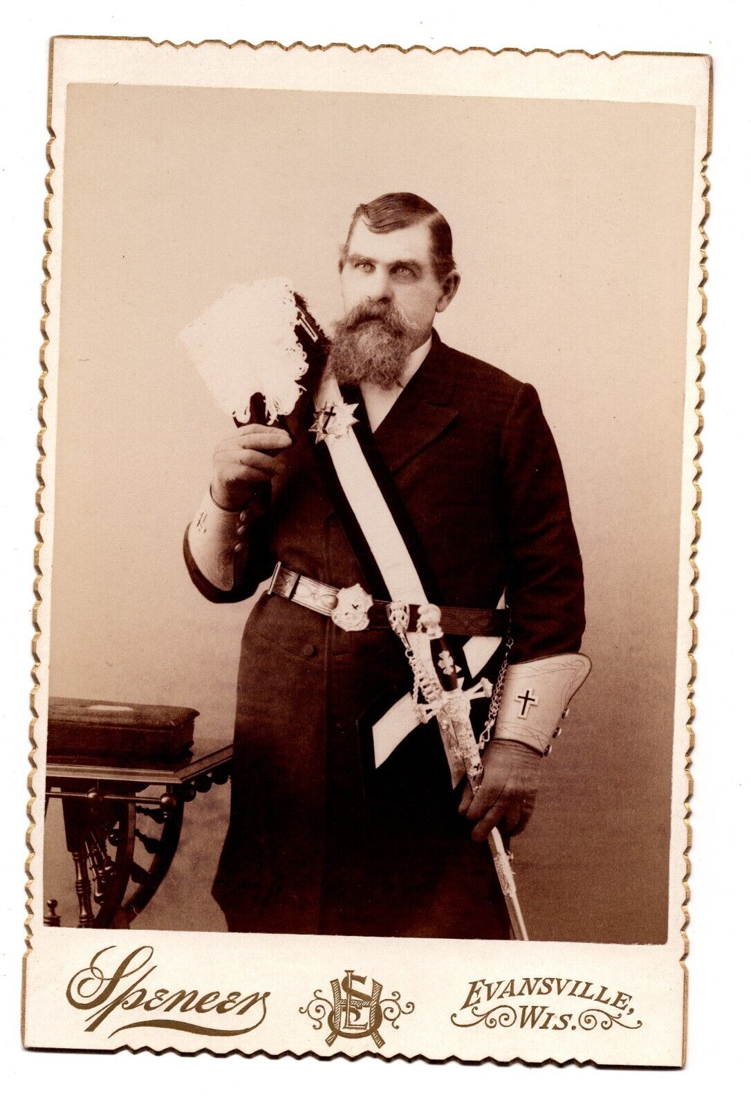 CIRCA 1870s CABINET CARD FRANK BAKER WISCONSIN LODGE GRANDMASTER FREE MASON