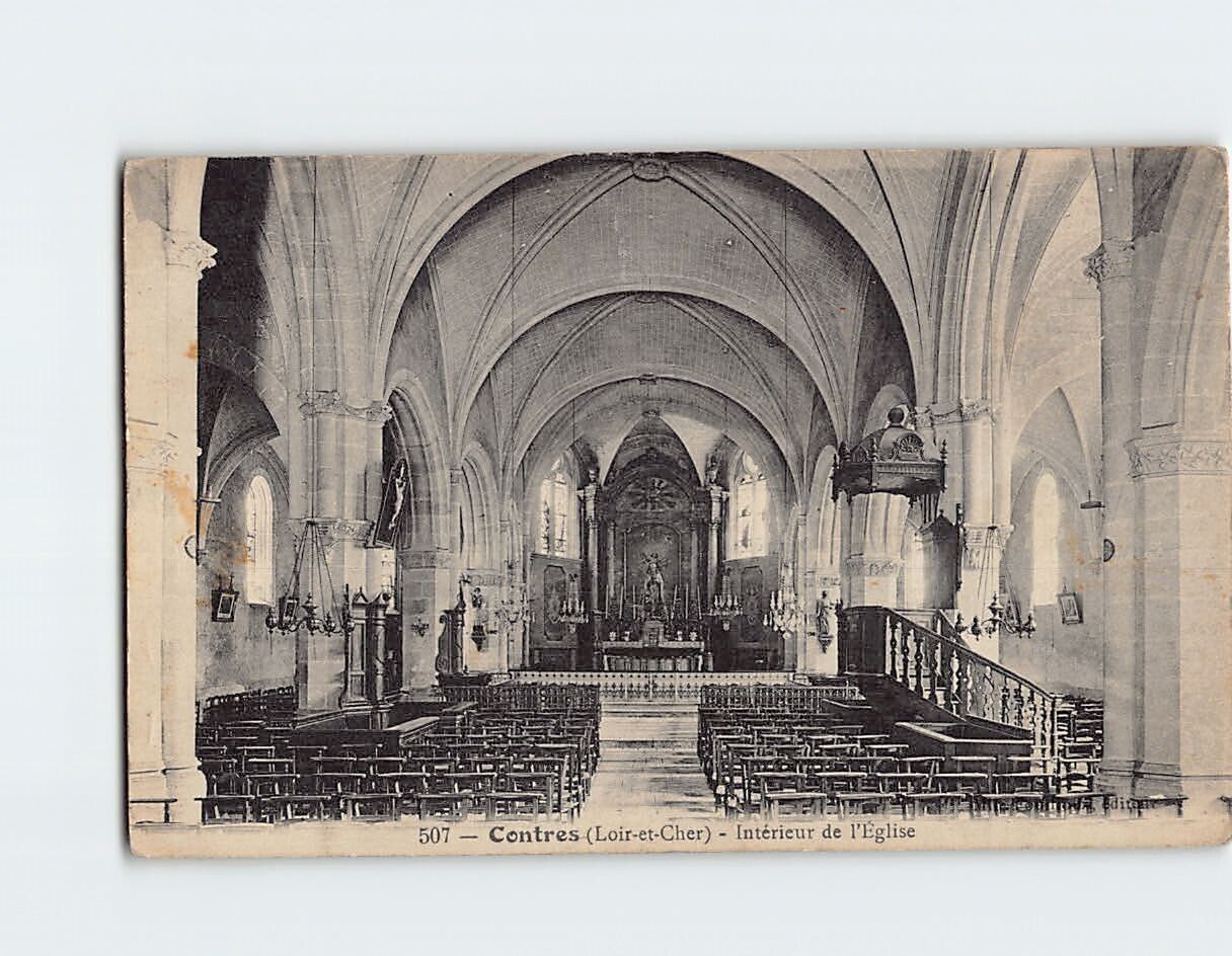 Postcard Intérieur de l Eglise Contres France