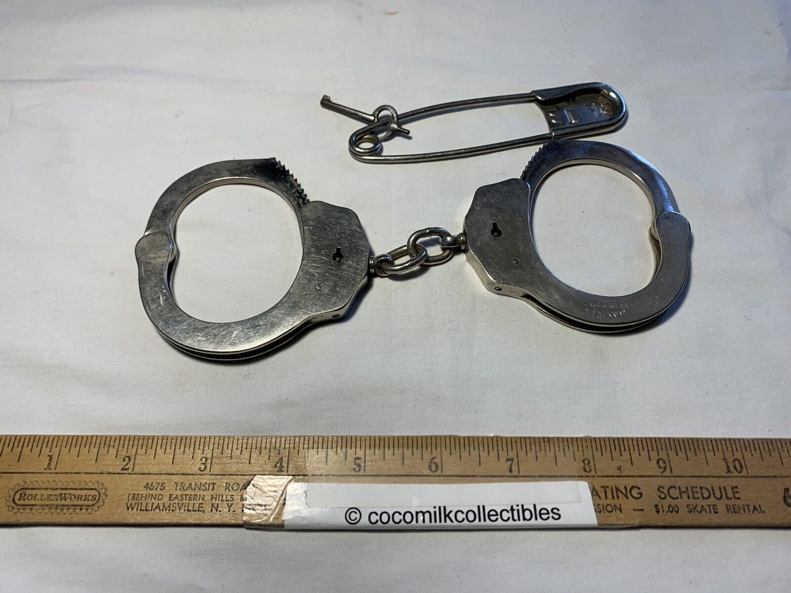 Vintage Handcuffs Jay-Pee with Key Made in Spain Heavy Duty Police Security