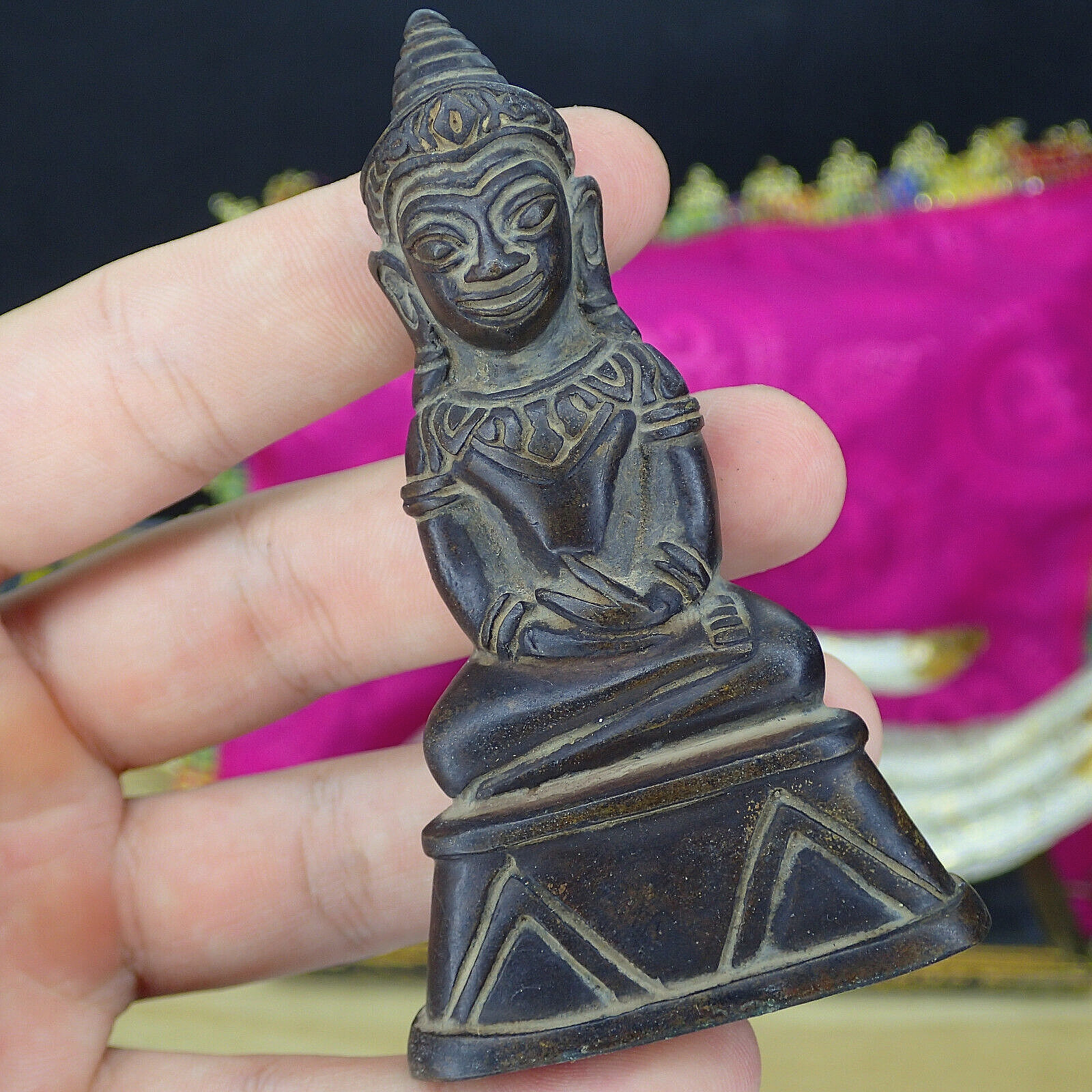 Phra Chai Ngang Statue / Vintage Amulet Brass Thai Buddhism Talisman Rare Ngang