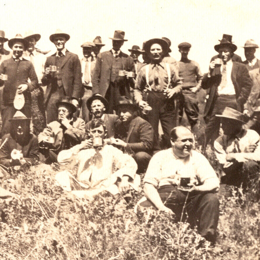 Antique 1890s Photograph Men Lunch Break